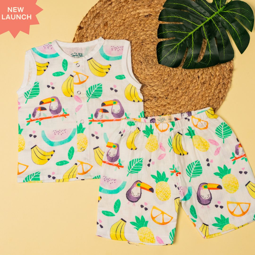 Flora Pixels- Muslin Jabla and Shorts for Babies and Toddlers