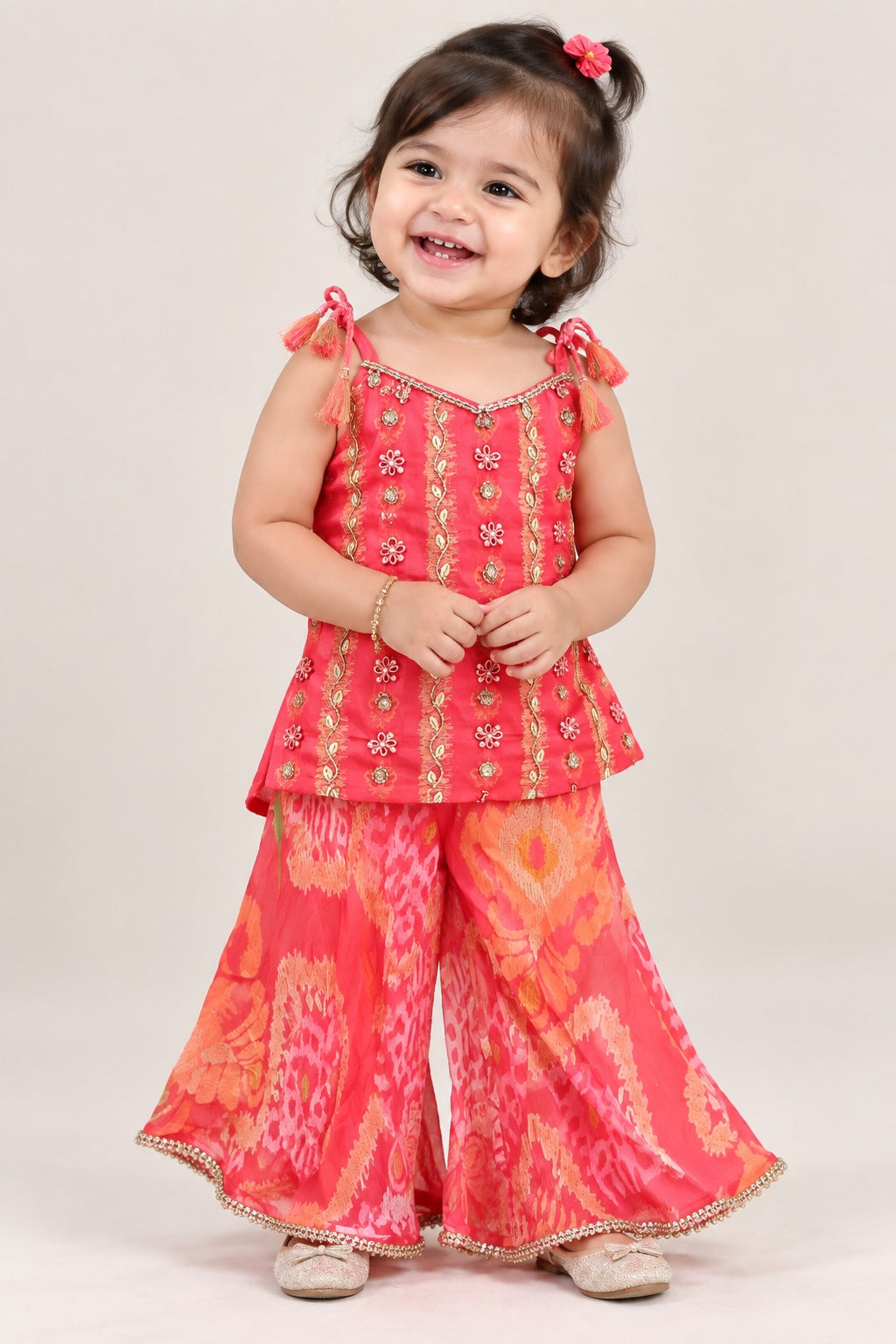 Crimson Leaf Gharara Set for Girls | 1-4Y
