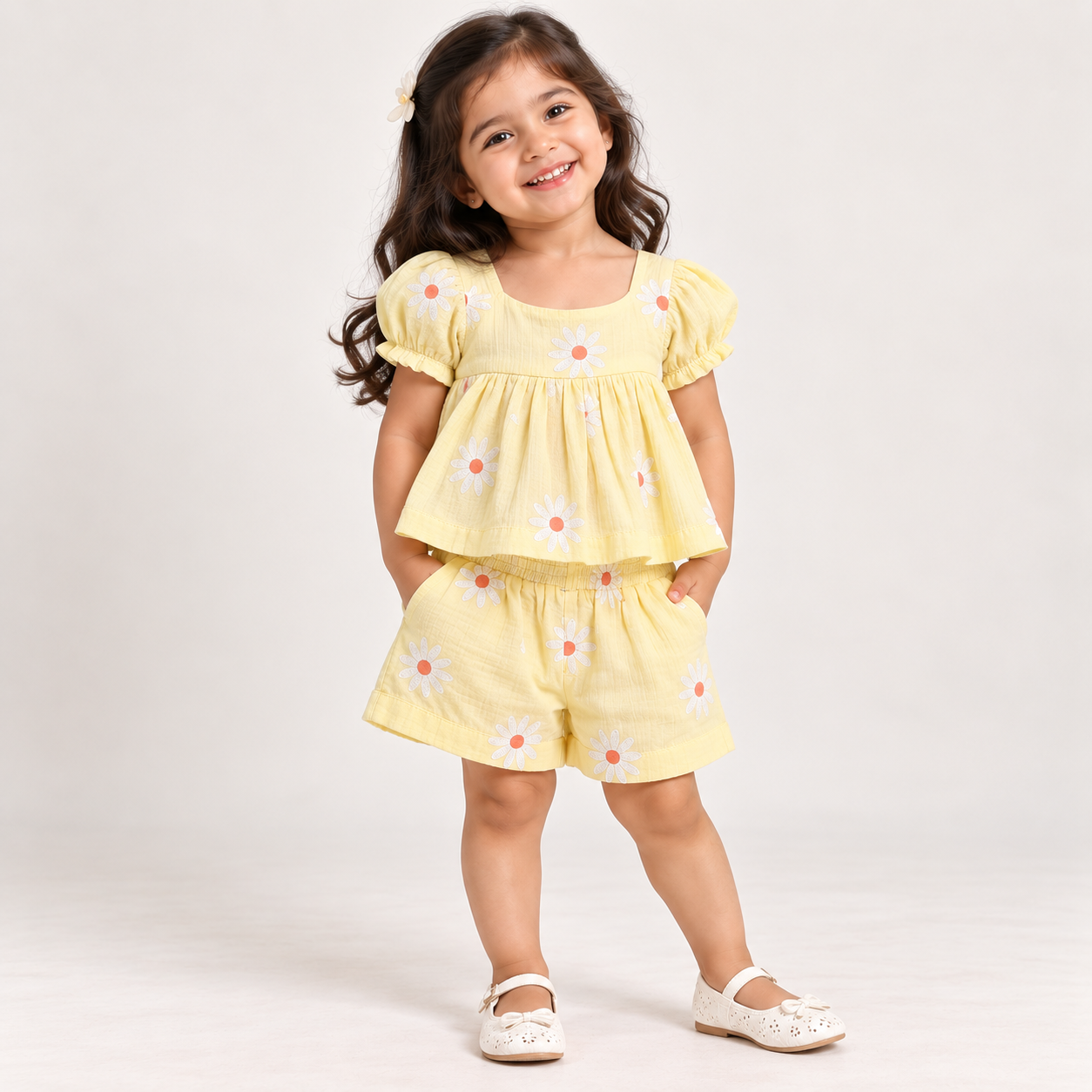 Daisy Charm Puff Sleeve Co-ord Set
