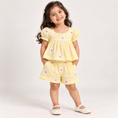 Daisy Charm Puff Sleeve Co-ord Set