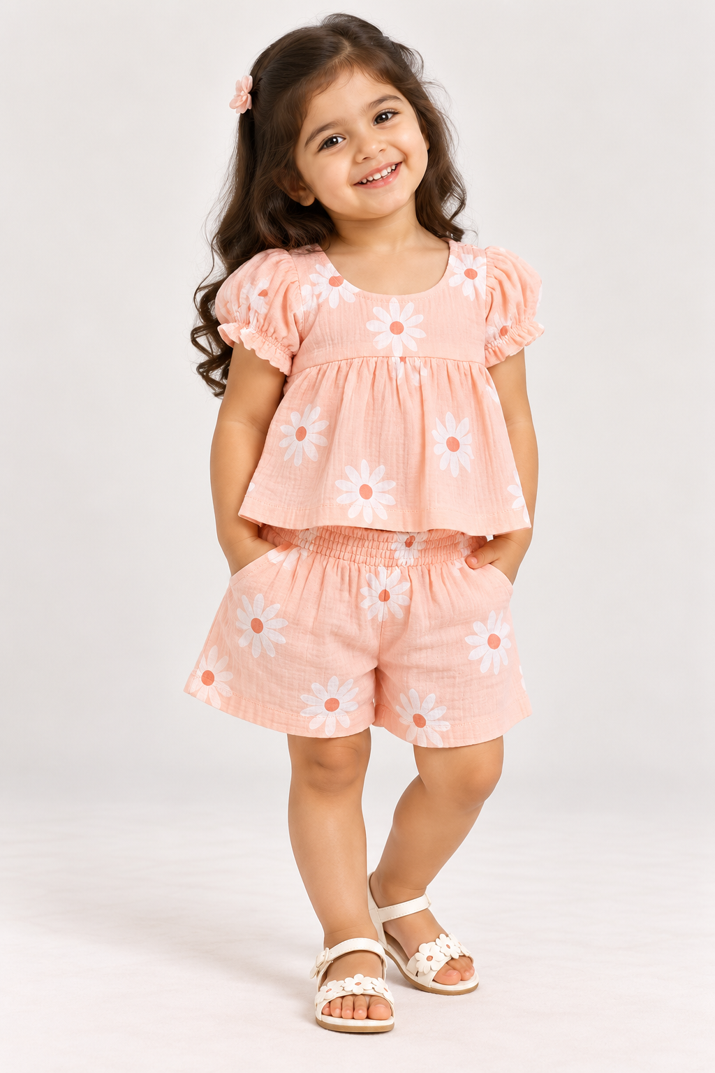 Daisy Charm Puff Sleeve Co-ord Set