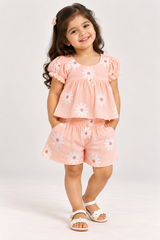 Daisy Charm Puff Sleeve Co-ord Set