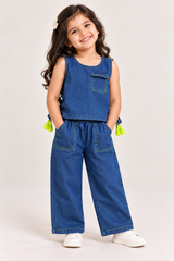 Denim Pocket Wide-Leg Co-ord Set