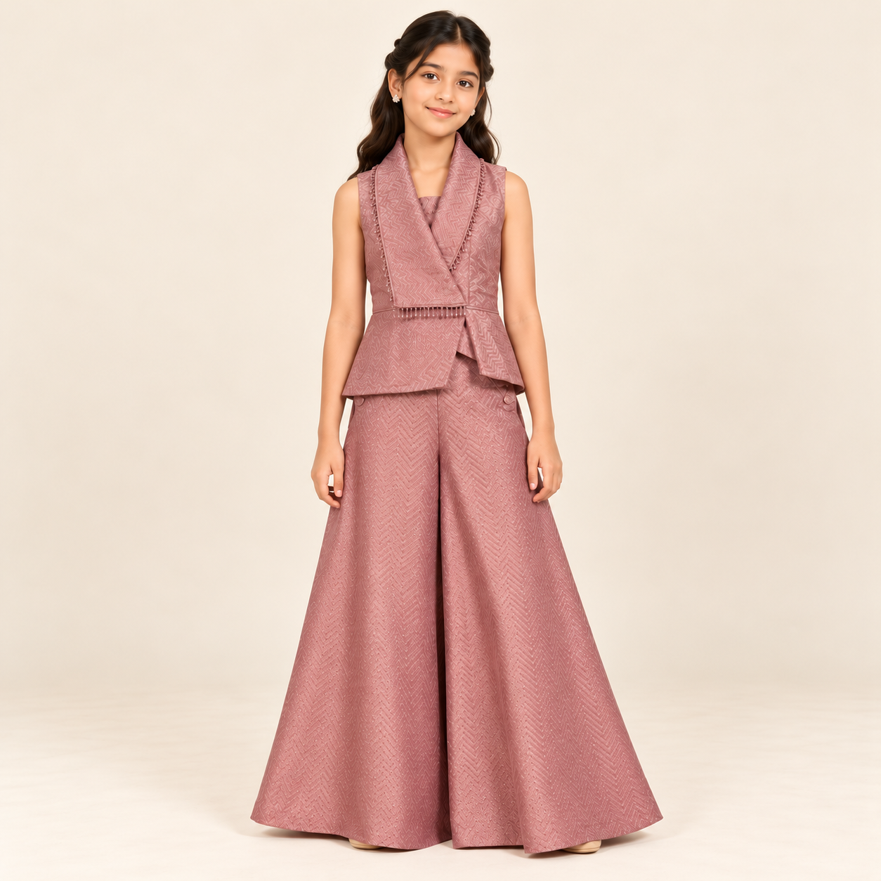 Aadhira Chevron Palazzo Set | 7-18Y