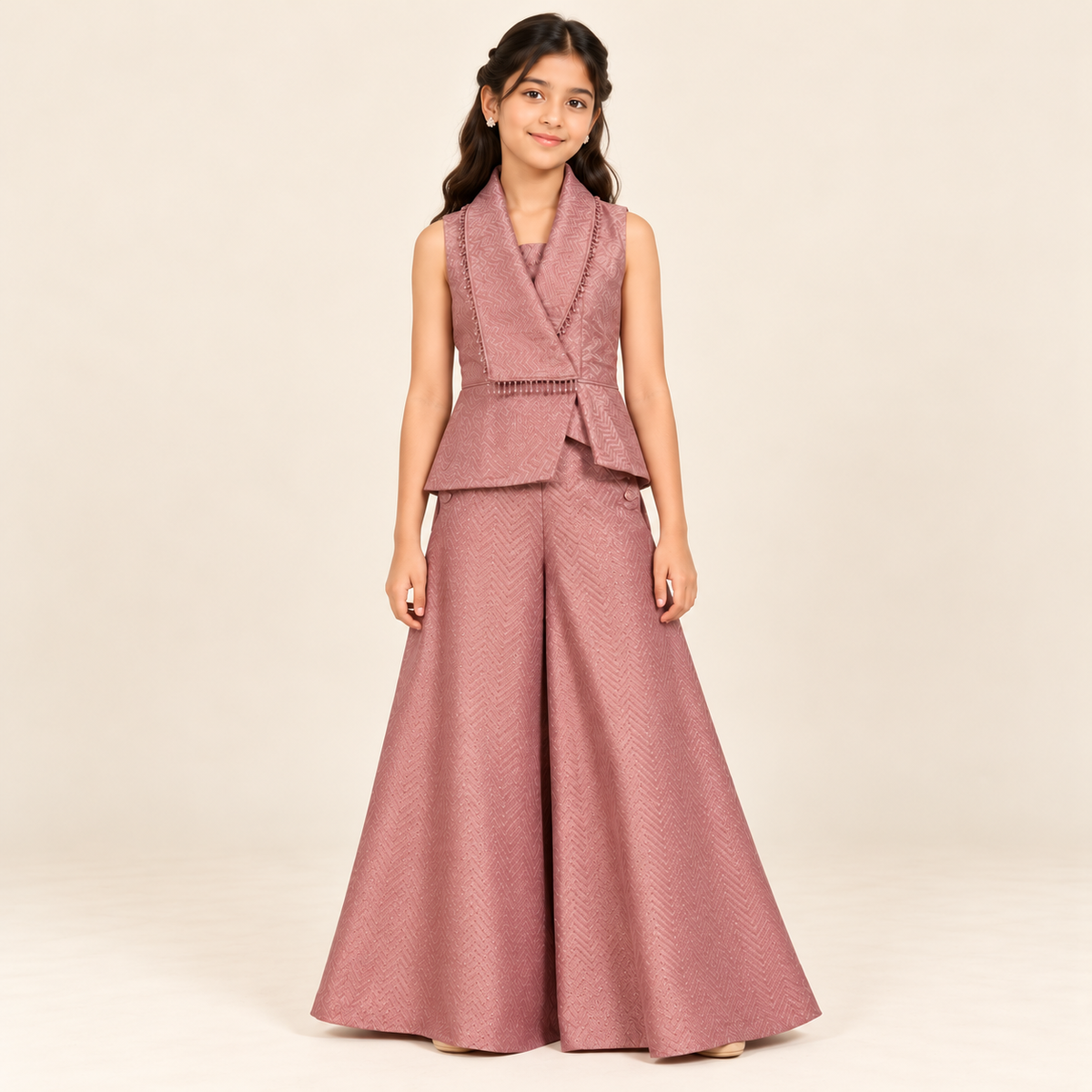 Aadhira Chevron Palazzo Set | 7-18Y