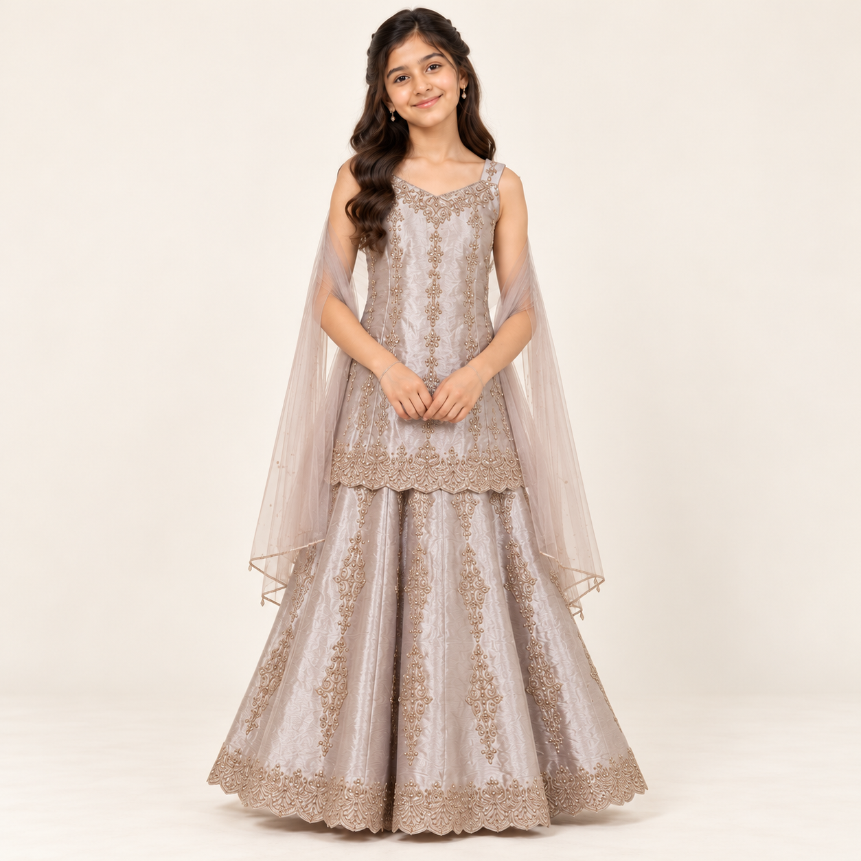 Yashvi Scalloped Embroidery Sharara Set | 5-18Y