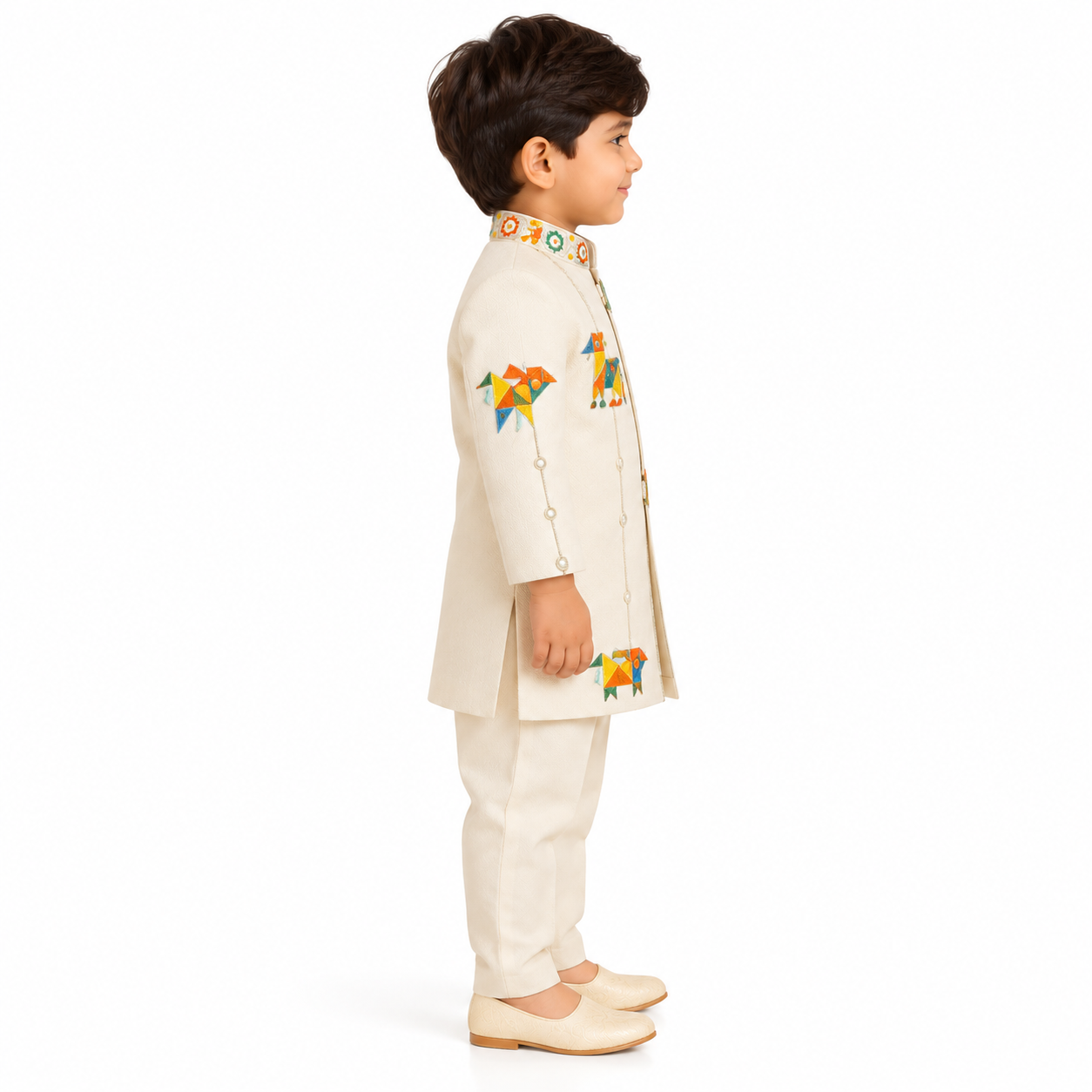 Shriyan Geometric Motif Sherwani Set | 6M-2Y