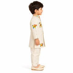 Shriyan Geometric Motif Sherwani Set | 6M-2Y
