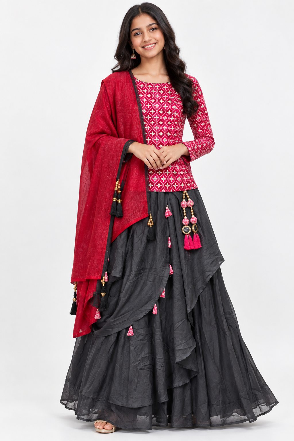 Evelina Threadwork Lehenga Set for Girls| 14Y to 18Y