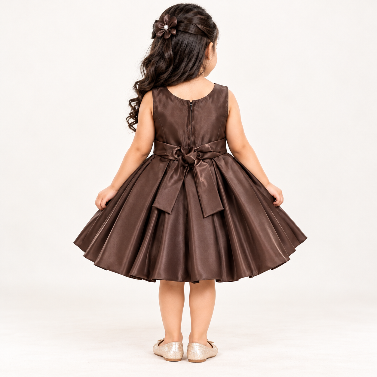 Sculpted Rose Satin Party Dress | 1–4Y