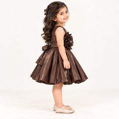 Sculpted Rose Satin Party Dress | 1–4Y