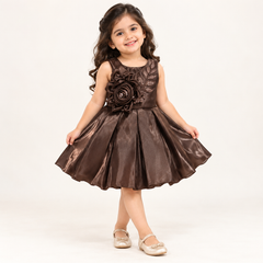 Sculpted Rose Satin Party Dress | 1–4Y