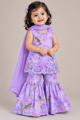 Flora Mélange Gharara Set for Girls | 1Y-4Y