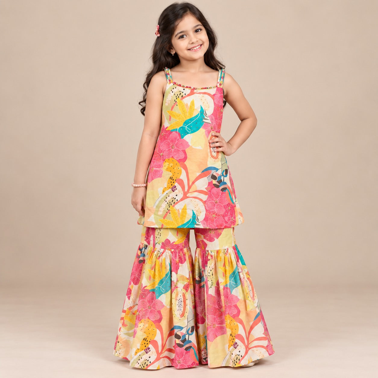 Floral Gleam Gharara Set for Girls | 6-7Y