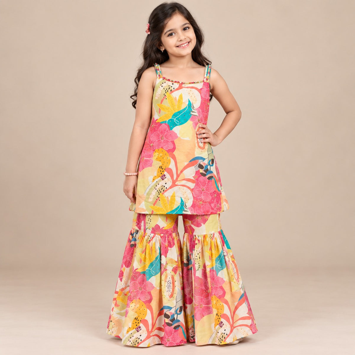 Floral Gleam Gharara Set for Girls | 6-7Y