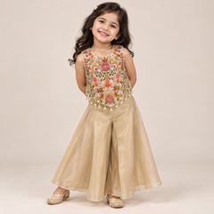 Floral Embellished Crop Top Gharara Set | 1Y to 18Y