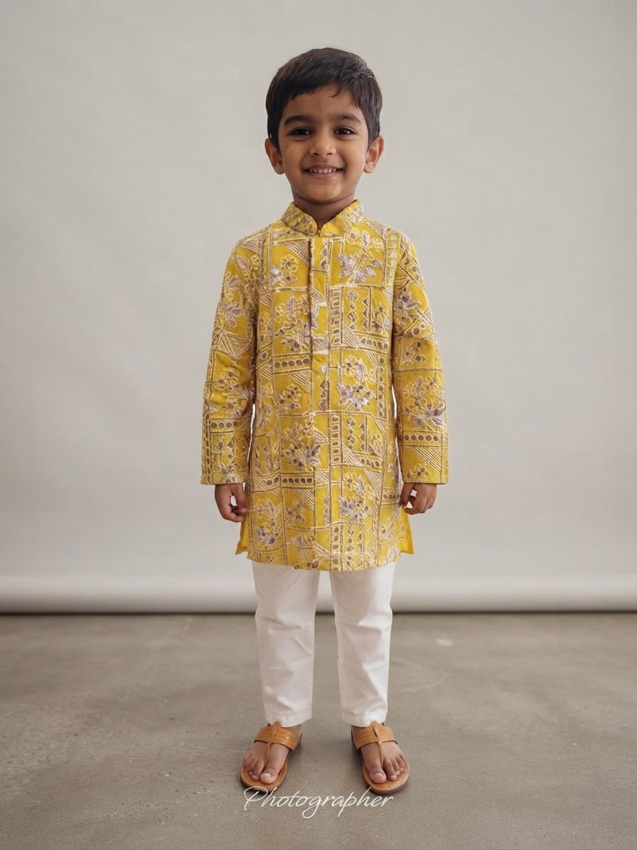 Golden Patchwork kurta set 