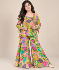 Gardenia Luxe Jacket with Gharara Set for Girls | 7-10Y