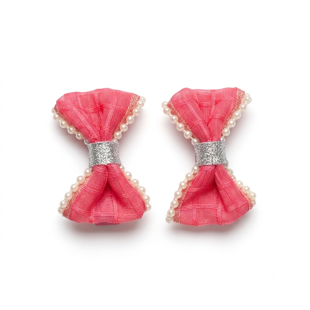 Pearl-Trimmed Bow Clips