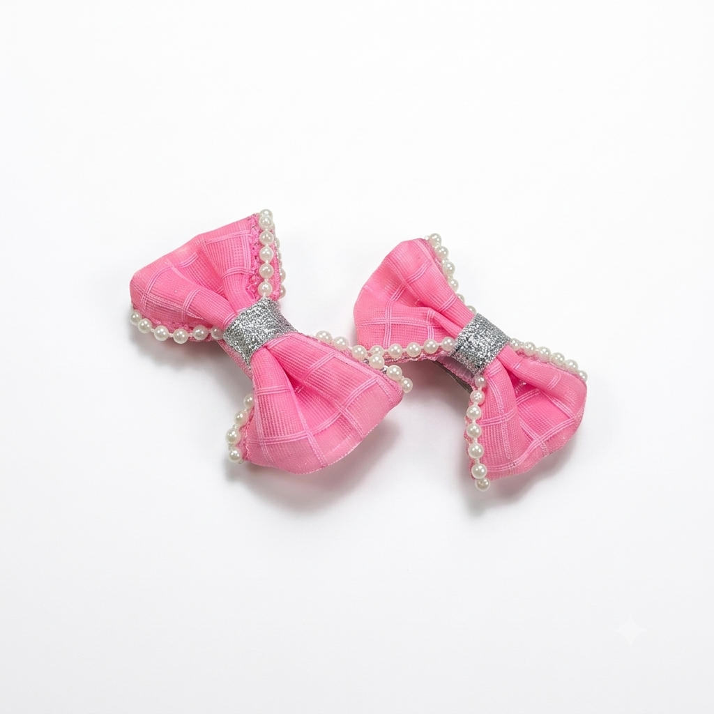 Pearl-Trimmed Bow Clips