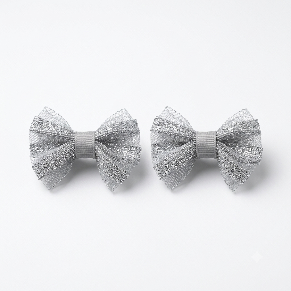 Gilded Mesh Bow Clips