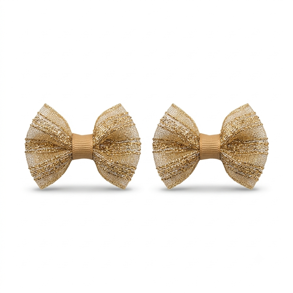 Gilded Mesh Bow Clips