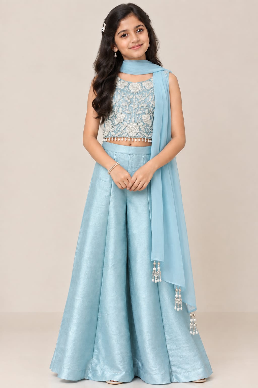 Gulnaar Rosevine Gharara Set for Girls | 7-15Y