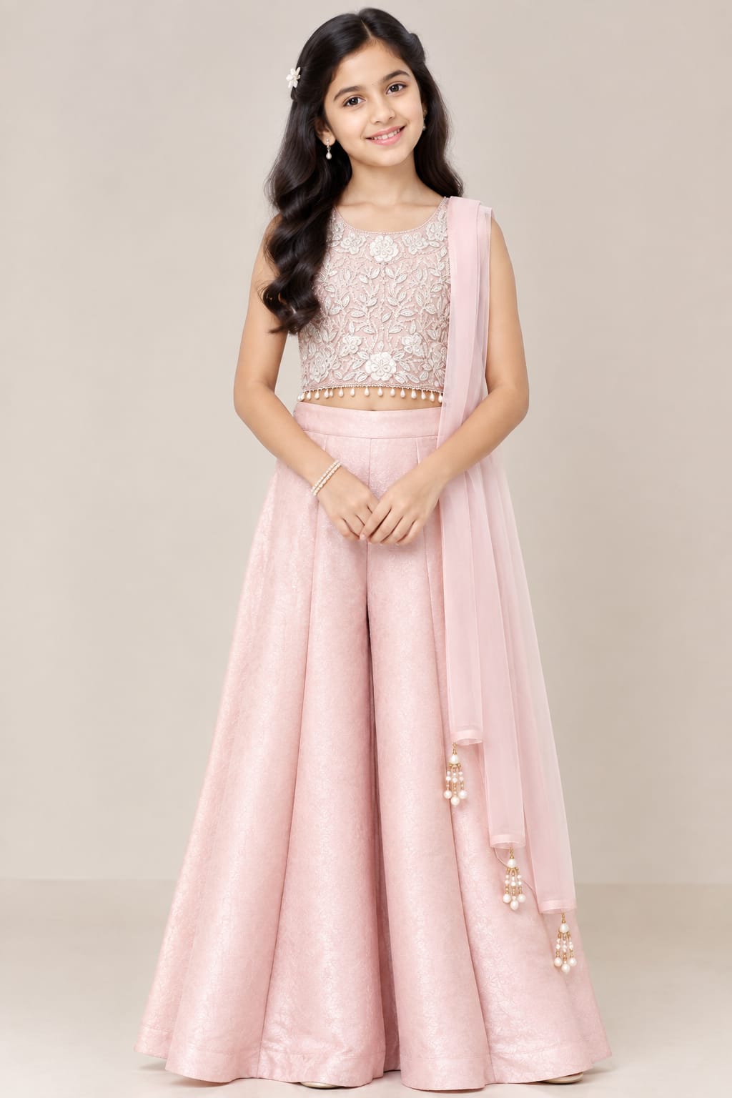 Gulnaar Rosevine Gharara Set for Girls | 7-15Y