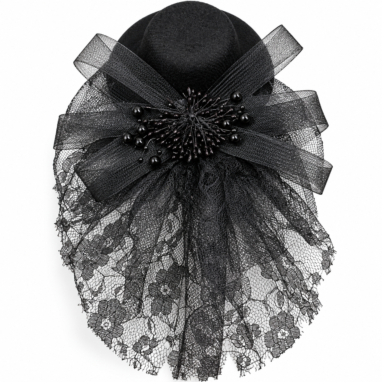 Elegant Fascinator with Veiled Lace Birthday Clips