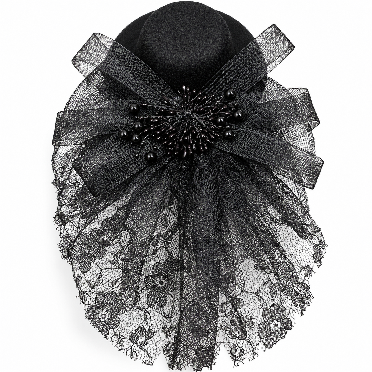 Elegant Fascinator with Veiled Lace Birthday Clips