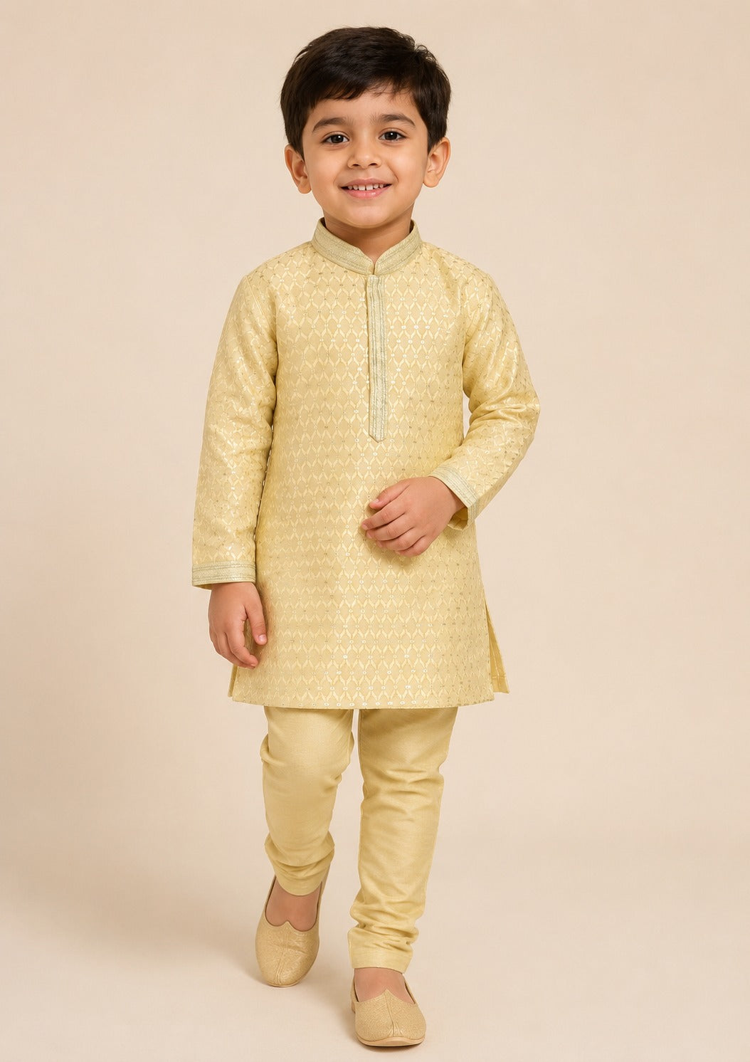 Haldi Jacquard Kurta Set 