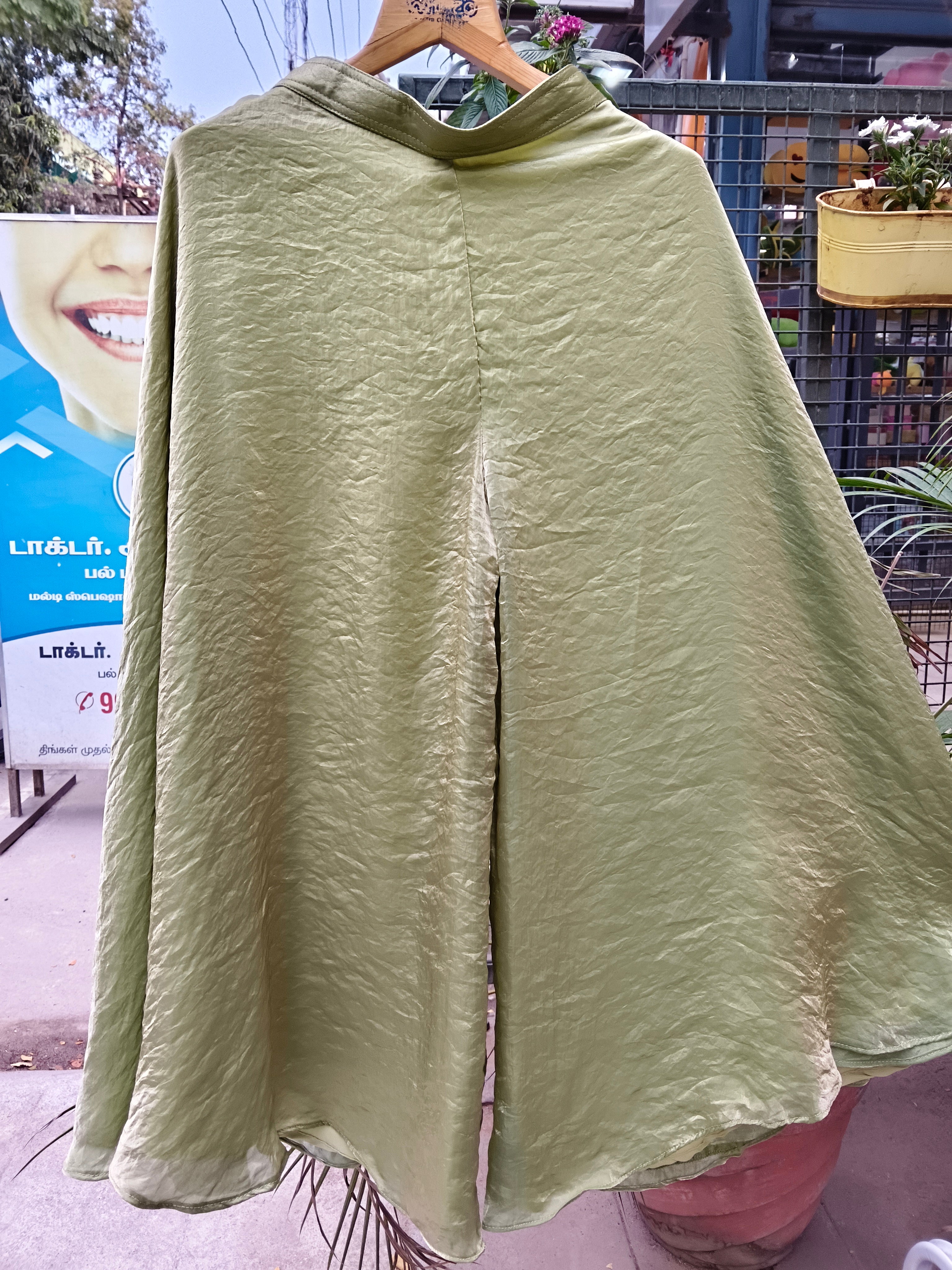 Whizzo Kids Green Embroidered Festive Gharara Set with Dupatta & Detachable Sleeves for Girls – Elegant Ethnic Occasion Wear with Soft Cotton Lining (Age 1 Year to 18 Years)