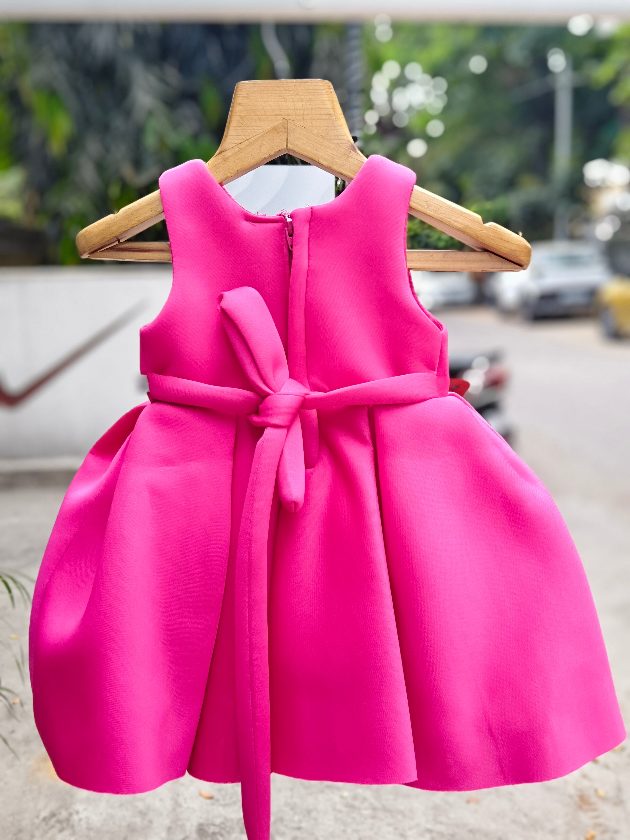 Fuchsia pink Sequin Butterfly Designer Party Frock with Pearl Embellishments & Pleated Princess Skirt – Celebration Dress for Girls (Age 1 Year to 5 Years) | WHIZZO Kids