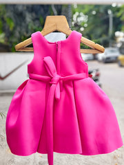 Fuchsia pink Sequin Butterfly Designer Party Frock with Pearl Embellishments & Pleated Princess Skirt – Celebration Dress for Girls (Age 1 Year to 5 Years) | WHIZZO Kids