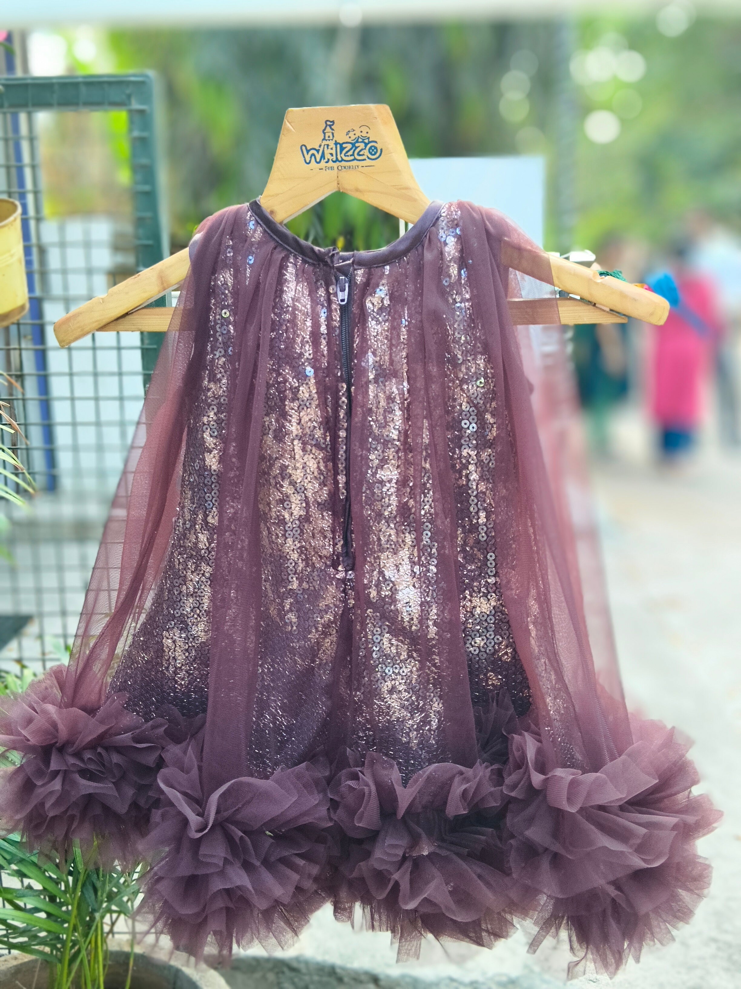 Sequin Sparkle Bow Designer Party Frock with Soft Tulle Ruffle Hem – Elegant Celebration Dress for Girls (Age 1 Year to 5 Years) | WHIZZO Kids
