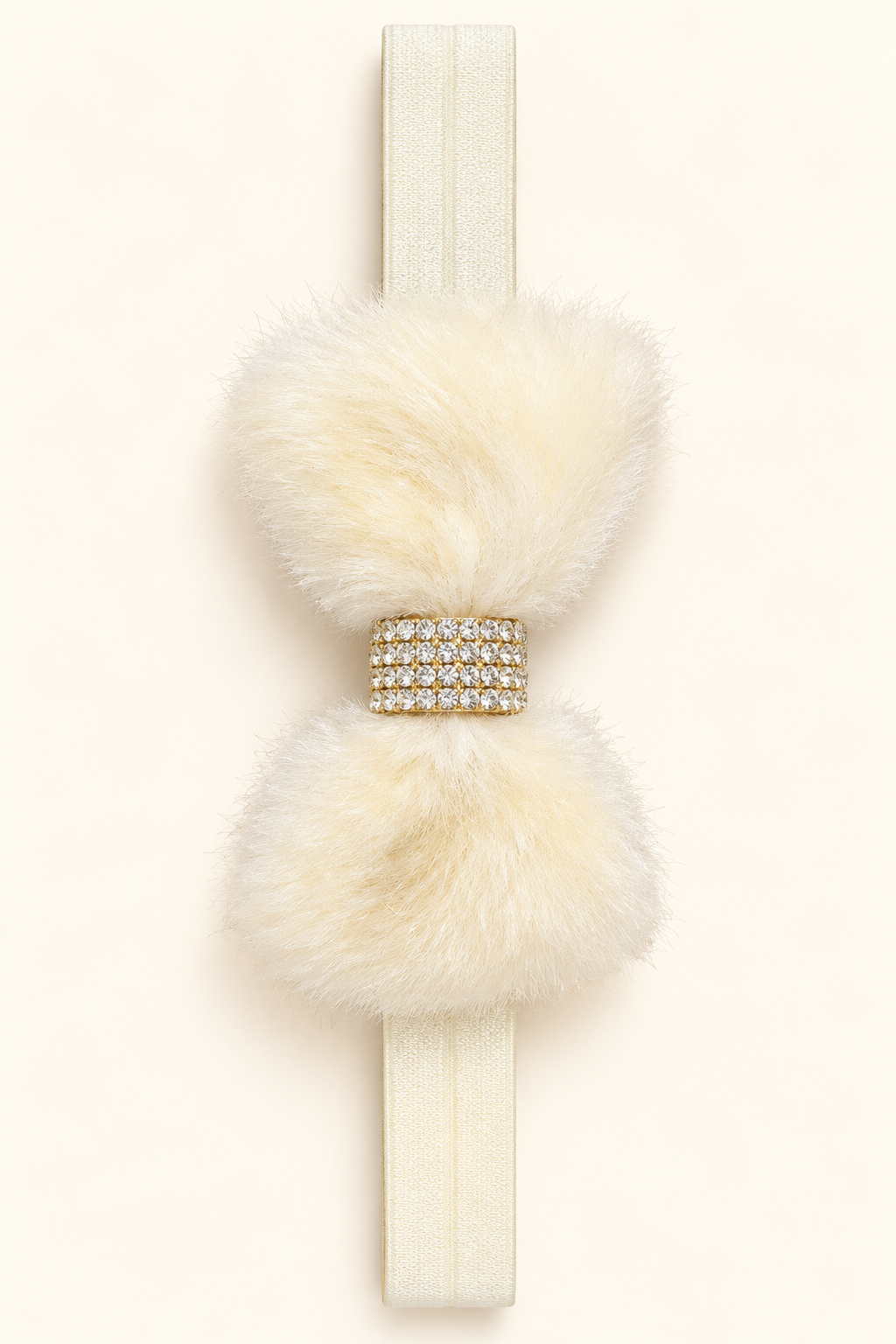 Fuzzy Rhinestone Bow Headband