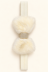 Fuzzy Rhinestone Bow Headband
