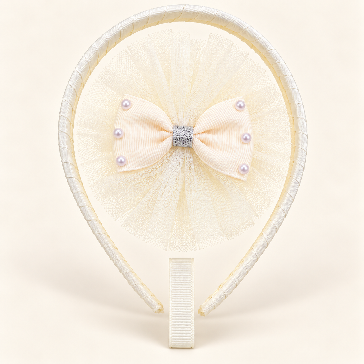 Rosette Pearl Bow Headband