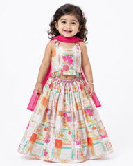 Ivory Tassel Floral Lehenga Set for Girls | 6Y to 7Y