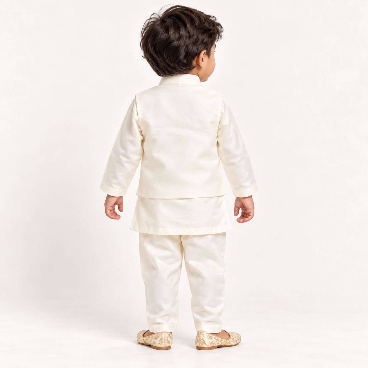 Lotus Motif Jacket Kurta Set| 1-4Y