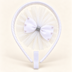 Rosette Pearl Bow Headband