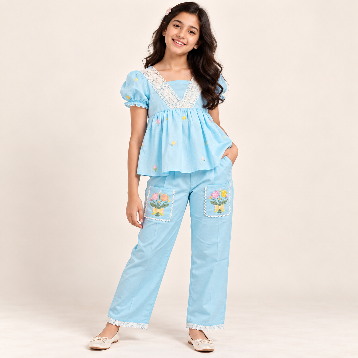 Lace Trim Pocket Co-ord Set