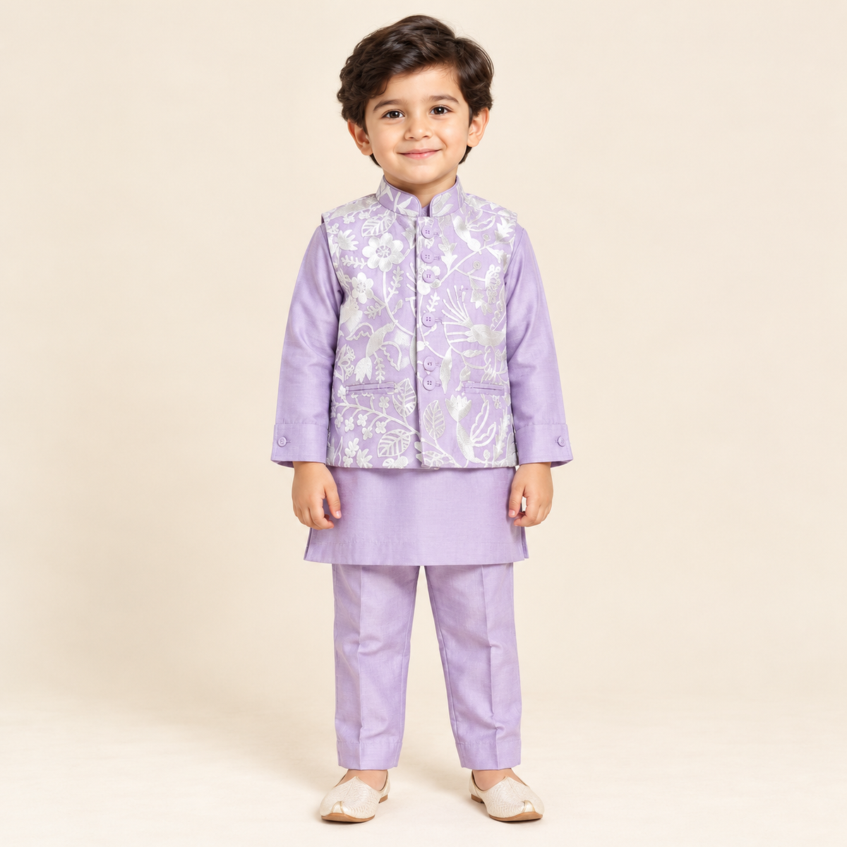 Aarvik Botanical Embroidered Jacket Kurta Set