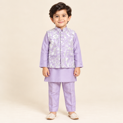 Aarvik Botanical Embroidered Jacket Kurta Set