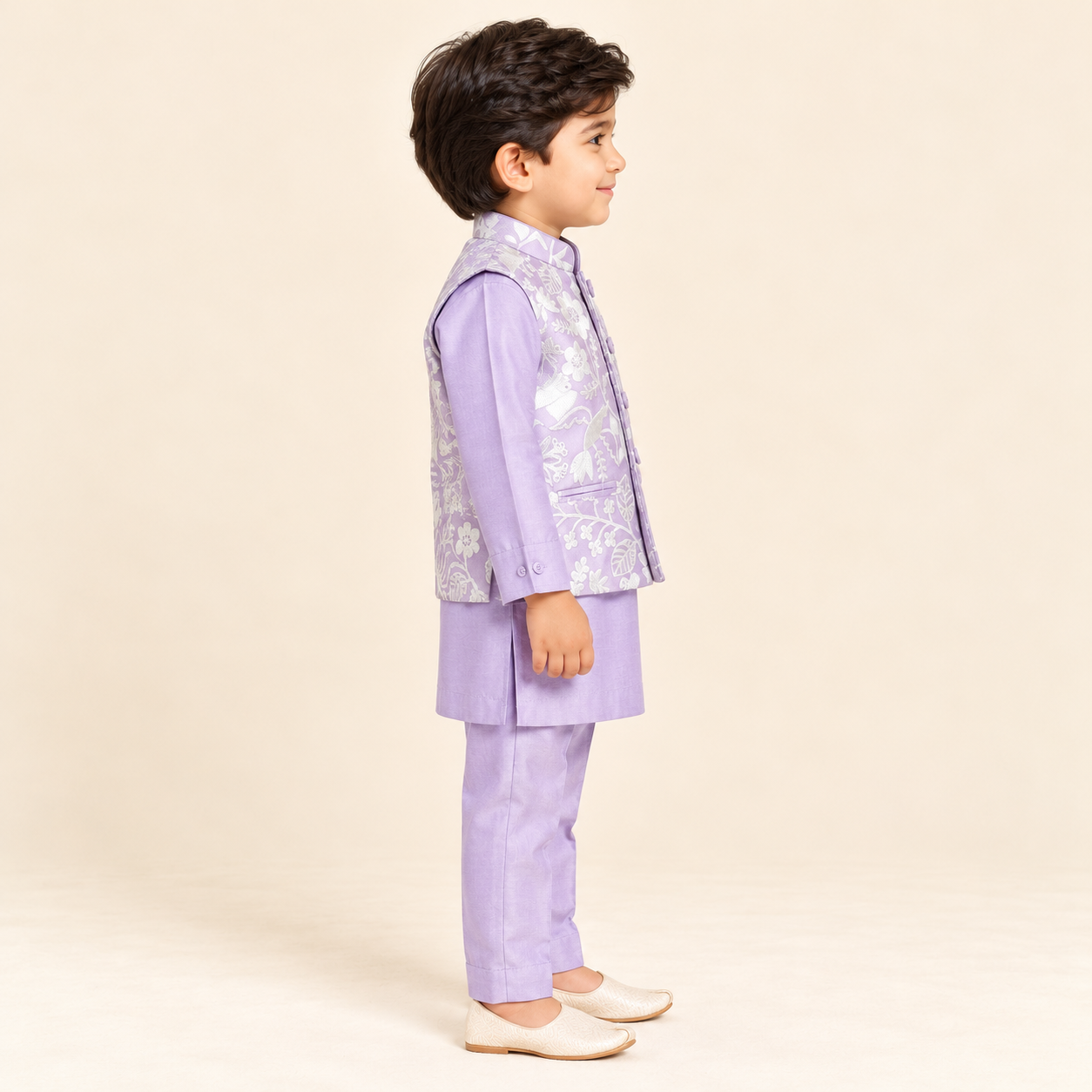 Aarvik Botanical Embroidered Jacket Kurta Set