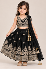 Hridaya Zari Border Lehenga Set | 1-4Y