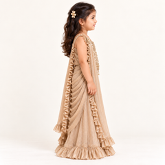 Elina Ruffle- Saree Drape Lehenga Set | 1-15Y