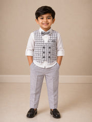 Madras Linen Checks Waistcoat Set