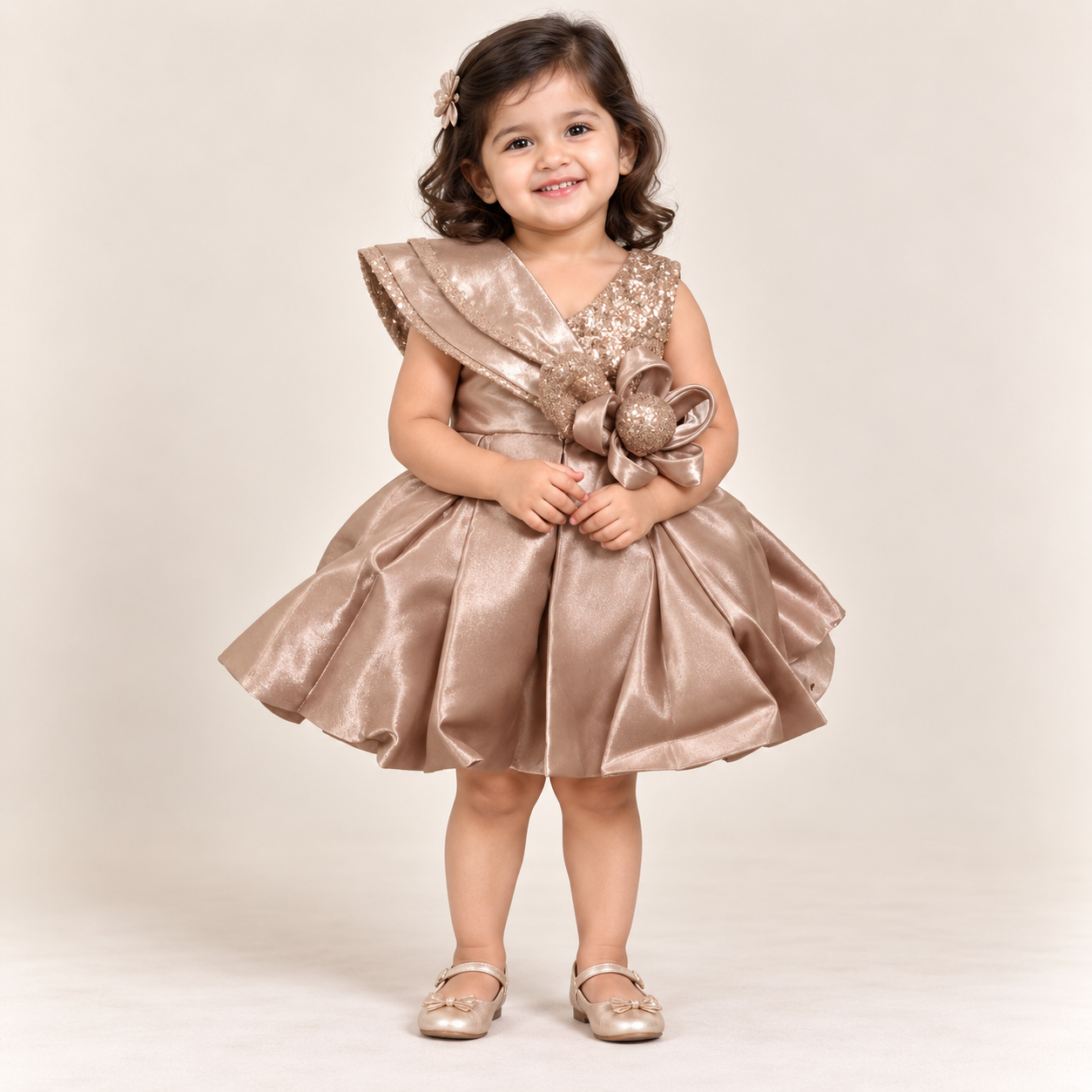 Aira Satin Bow Party Dress for Girls | 1Y to 4Y