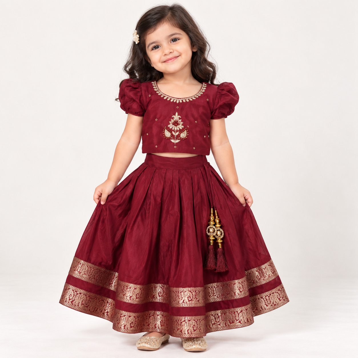 Akshara Chanderi Silk Lehenga | 1-5Y